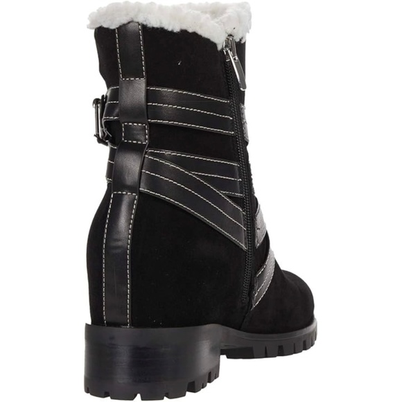Nine West Davyd Wedge Buckle Booties Black Suede Leather Women's Winter Boot 8.5 - Picture 3 of 9
